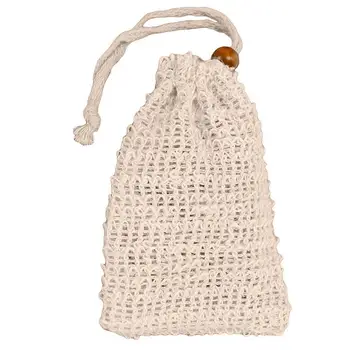 

10Pcs Wooden Bead Sisal Exfoliating Bath Soap Saver Bags Holder Storage Pouch Foaming Massage Bag Cotton and Linen