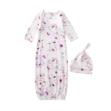 Пеленки с цветами для новорожденных, спальный мешок+ шапочка, От 0 до 1 года