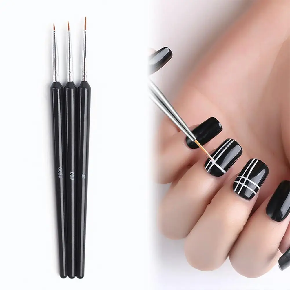 3Pcs Professional Nail Art Tool Painting Brush Hook Line Pull Flower Pen Gel Picker Rhinestones Decoration | Красота и здоровье