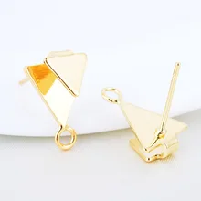 288) 10 шт 11x15 мм 24K позолоченные латунные Двойные треугольные серьги-гвоздики серьги высокого качества DIY ювелирных изделий