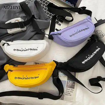 

Casual Canvas Chest Bag Women Letters Printed Fanny Belt Pouch Daily Travel Street Crossbody Shoulder Pack for Ladies Girls