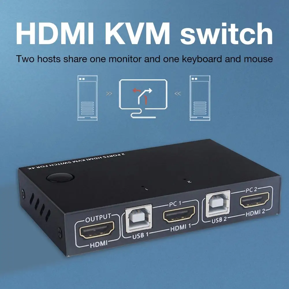  HDMI KVM Switch 2 Port 4K USB Switch KVM VGA Switcher Splitter Box For Sharing Printer Keyboard Mou