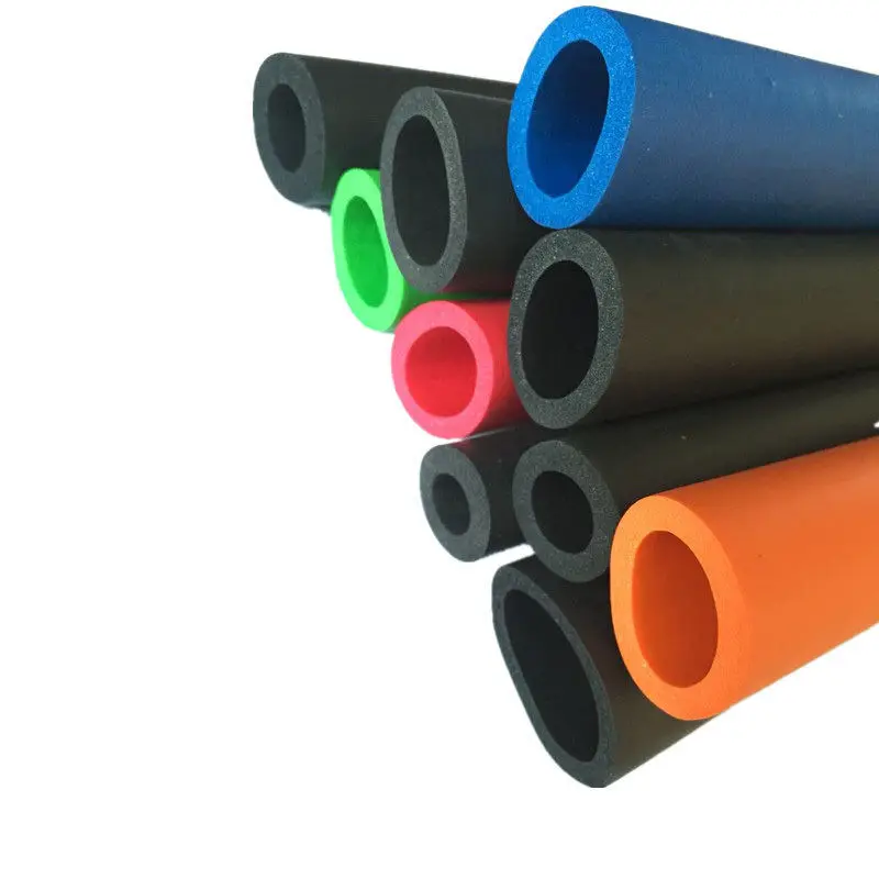 Colorful Flame Retardant NBR Smooth Sponge Tube Rubber Foam Tube Sponge Sleeve 1 Meter Fitness Mechanical Equipment Handlebar Soundproof Foam Pipe Insulation Sleeve