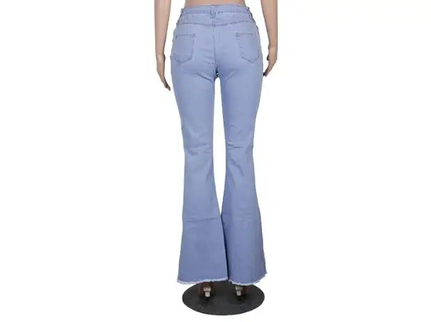 BKLD Fashion Denim Flare Pants Women Ripped Jeans Wide Leg Pants Trousers Ladies Casual Bell-Bottoms Female Clubwear 2024 Summer