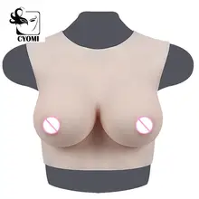 CYOMI C/D/F CUP Round Neck Silk Cotton Filled Breast Boobs Fake Chest For Transgender Crossdresser Silicone Breast Shemale 1G