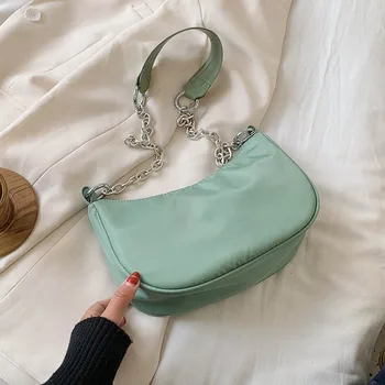 

Nylon Crossbody Bags for Women New Leisure Summer Chain Female Shoulder Messenger Handbags Solid Color Ladies' Travel Flap Bags