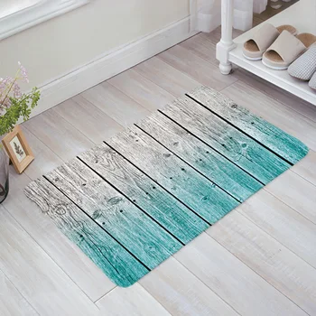 

Blue Wood Grain Gradient Doormat Non-slip Rug Soft Bath Mats Bathroom Supplies Carpet Living Room