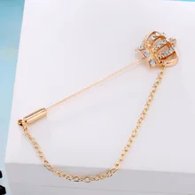 Suit Female Brooch Men's Clothes Accessories Elegant Corsage Brooch South Korea A- line Pin Long Needle Crown Collar Pin