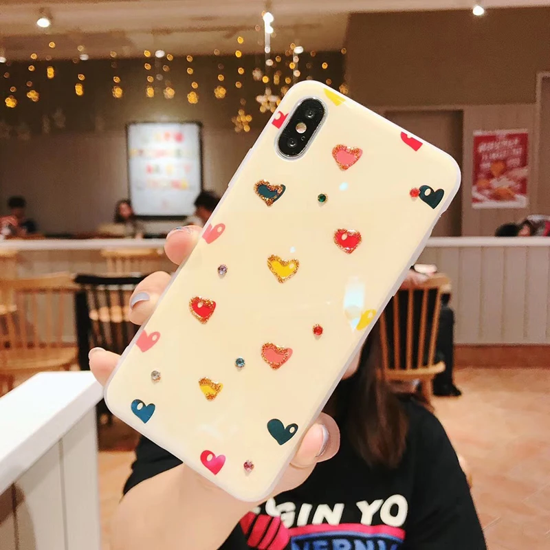 Блестящее со стразами чехлы для huawei P30 P20 Pro Mate20 Pro Classic dot love мягкий чехол для Honor 20 Pro Nova 3 4 5 back fundas