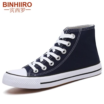 

BINHIIRO High Quality Canvas Shoes Breathable Fashion Lovers Vulcanized Shoes Classic Blue High-top Canvas Shoes Men Size 35-44