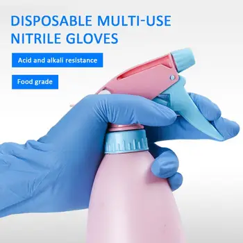 

Blue 100pcs Disposable Thickened Latex Gloves Plus Long Nitrile Rubber Gloves Kitchen Cooking Cleaning Tools Eco-friendly