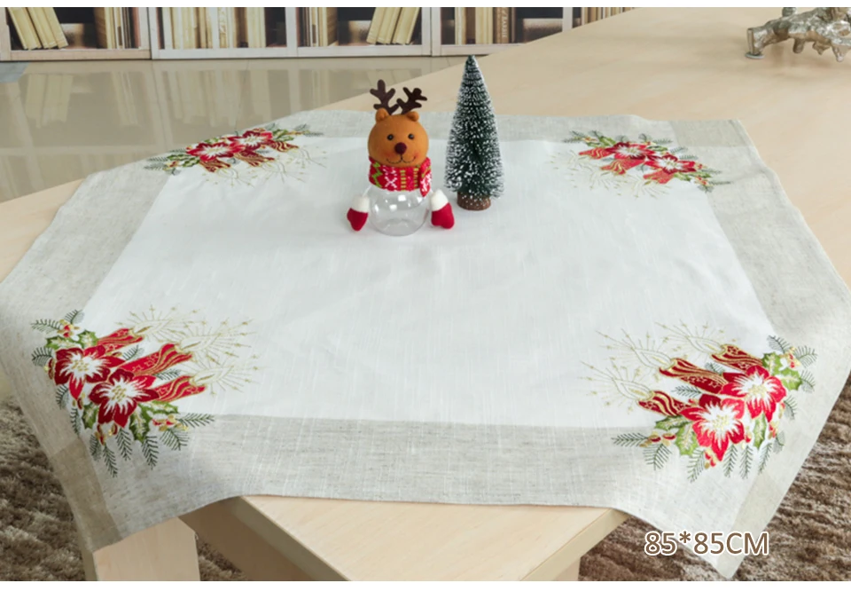Description Picture 5 of itemChristmas Embroidered Placemat Table runner Square Rectangle Tablecloth Holiday Party Water-washable