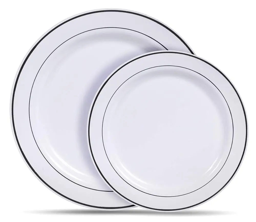 25 штук Серебристые пластиковые тарелки, белые одноразовые тарелки, серебряные тарелки, салат/десертные тарелки для свадеб и вечеринок