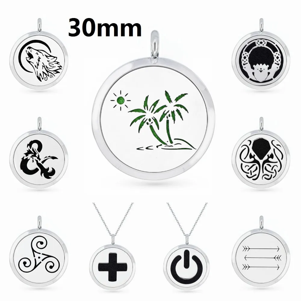 

Palm tree Wolf 30mm magnet Perfume locket Aromatherapy locket essential oil Diffuser Locket pendant fit necklace free 5pcs pads