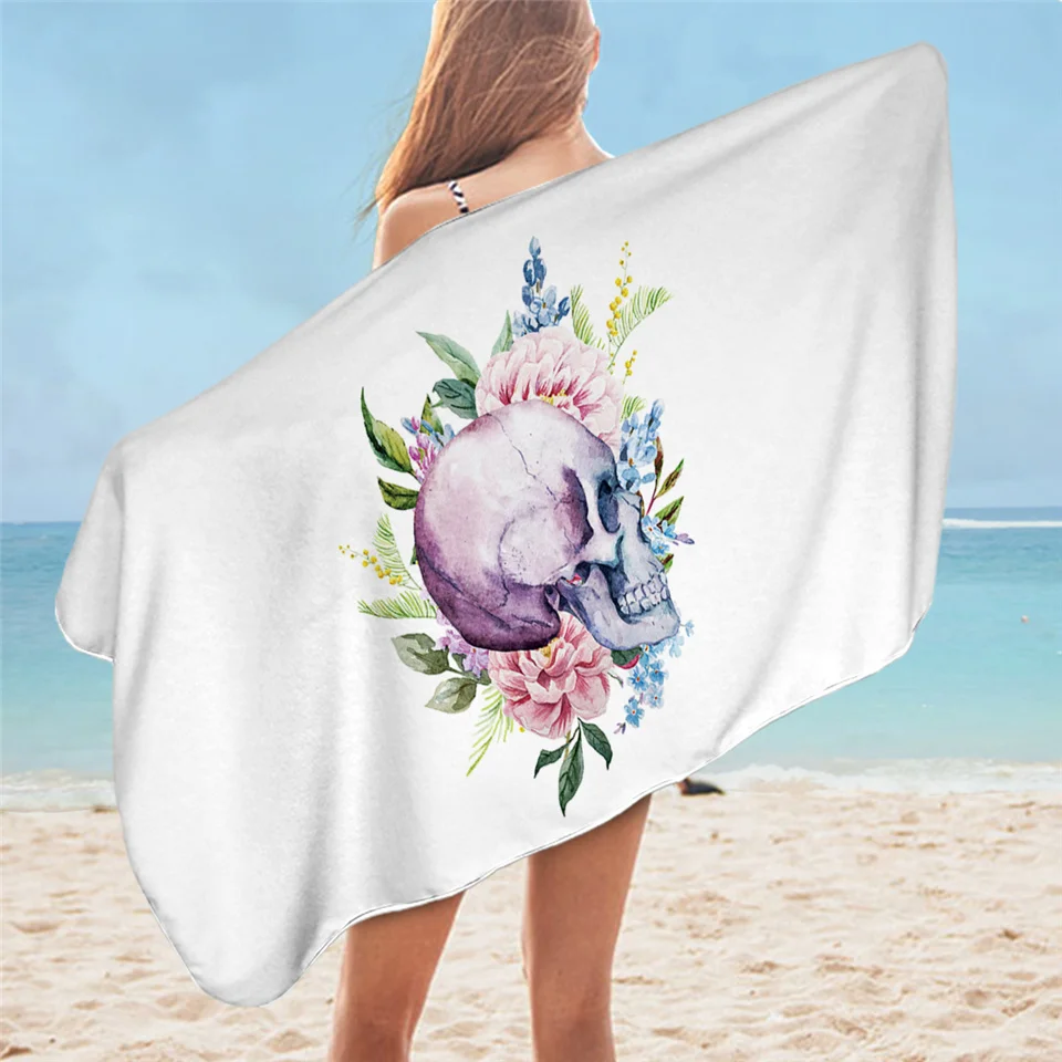 Floral Toalha de Praia, Rosa, Preto, Retângulo Yoga Mat, gótico, 75x150cm
