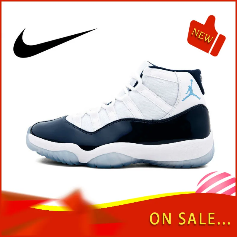 Оригинальные подлинные мужские баскетбольные кроссовки Nike Air Jordan в стиле ретро, 11, модная уличная спортивная обувь, эластичная