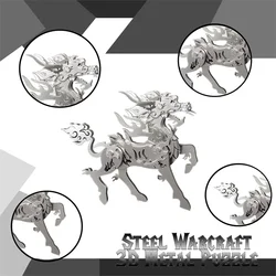 3d metal estilo animal quebra cabeça em chamas kirin modelo de aço warcraft diy montado jigsaw destacável brinquedos presente para crianças adulto