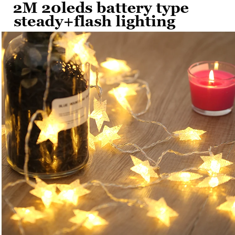 2M 20LEDS-Multicolor Рождественские праздники led+ осветительная батарея/вилка 1,5 м/2 м/3M/5 м/6 м/10 м 100 светодиодов старое небо мигающая звезда гирлянды сосулька - Испускаемый цвет: 2M 20LEDS-Multicolor