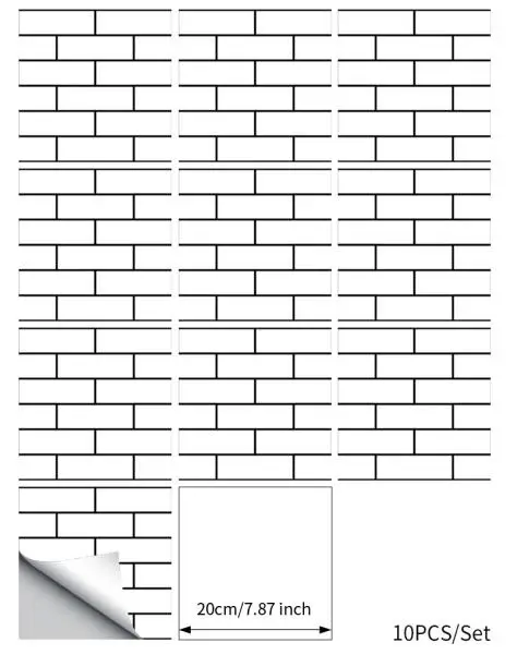 Funlife белый кирпич ванная комната наклейки для настенной плитки, самоклеющиеся ПВХ плитки, водонепроницаемый Backspalsh для кухни, гостиной домашний декор - Цвет: 20cm