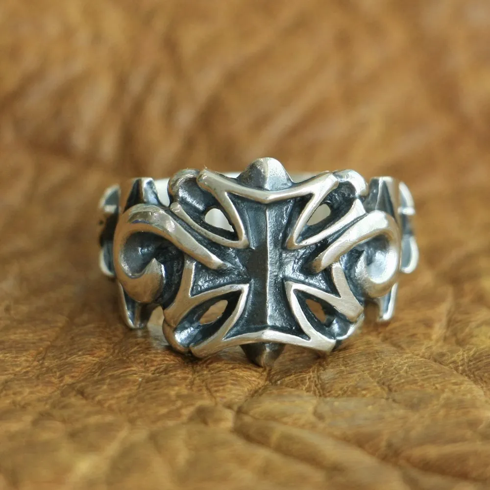 Женское серебряное кольцо в виде звезды мужское байкерское стиле панк