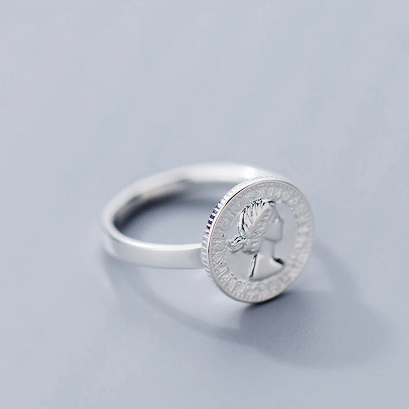 Trustdavis Мода Подлинная стерлингового серебра 925 Сладкая монета безразмерное кольцо на палец подарок для женщин ювелирные изделия из стерлингового серебра DS2254 - Цвет основного камня: Silver
