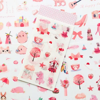 

6 Sheets/Pack Pink Girl's Cartoon Dream Paper Sticker Craft Stick Label Notebook Computer Phone DIY Decor