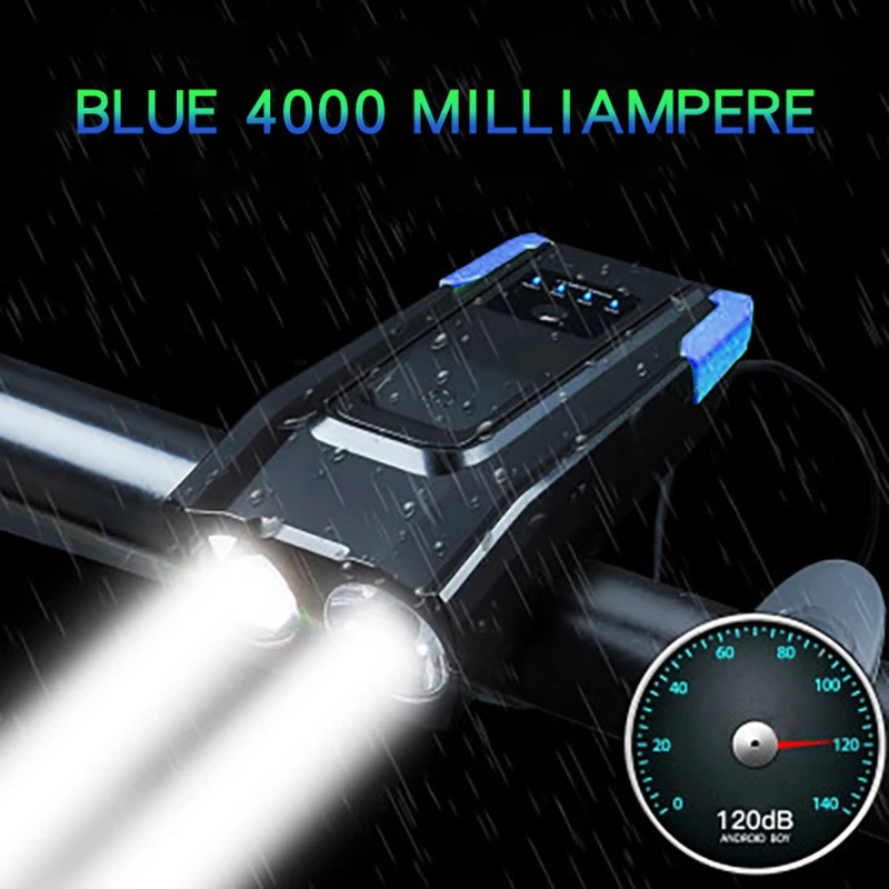 2000/4000mAh T6 светодиодный велосипедный головной светильник, светильник для горного велосипеда, наружная велосипедная USB лампа