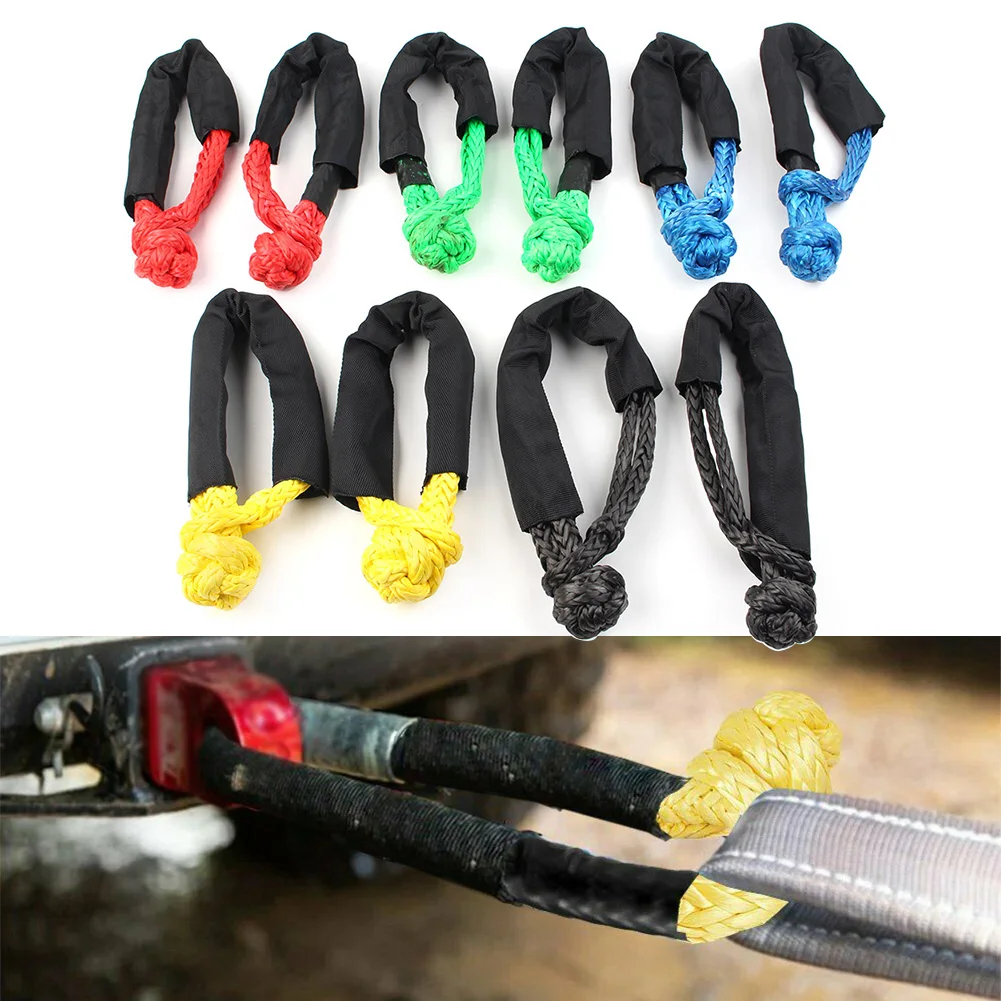 

2PCS 1/2" Synthetic Soft Shackle Recovery Straps 38000 LBs For Winch Rope with Protective Sleeve 5Colors