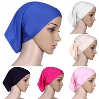 Hiyab islámico musulmán, Hijab de tubo, velo, bata, gorros interiores, algodón mercerizado, elástico ajustable