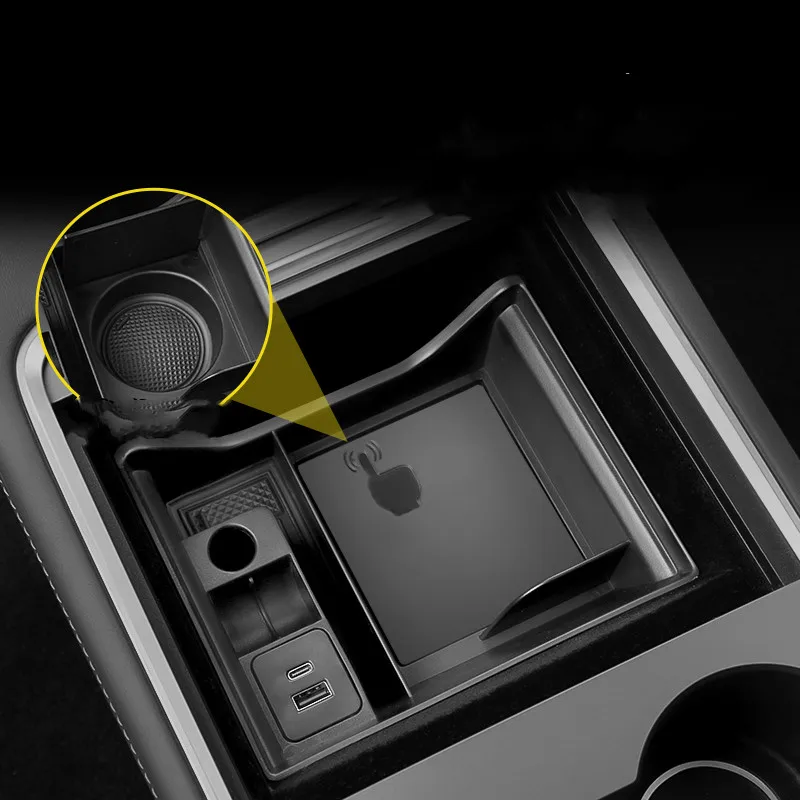 New for Tesla Model 3 Y 2021 Car Armrest Box Storage Organizer Containers Center Console Flocking Storage Box Console Holder