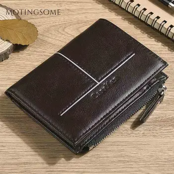 

Retro Style Men Wallets and Purses Minimalist Oil Wax PU Leather Wallets Short Wallet Card Holder Fashion Luxury Design 2020 New