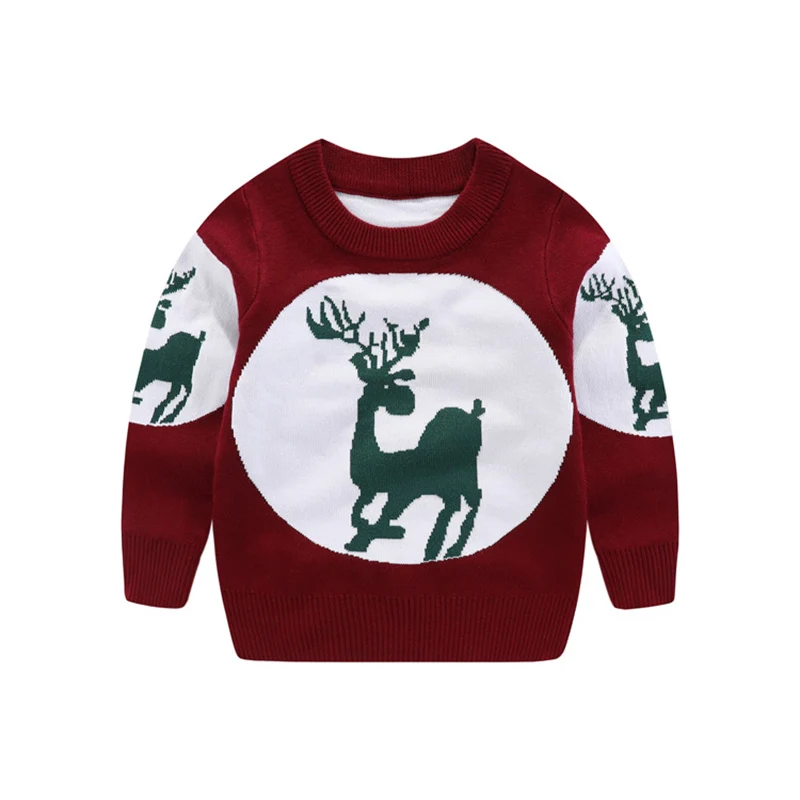 Детский свитер для мальчиков и девочек, теплый кардиган, Веселый Рождественский верхний трикотаж, зимняя детская верхняя одежда с рисунком для 3, 4, 5, 6, 7, 8 лет - Цвет: 1pc red