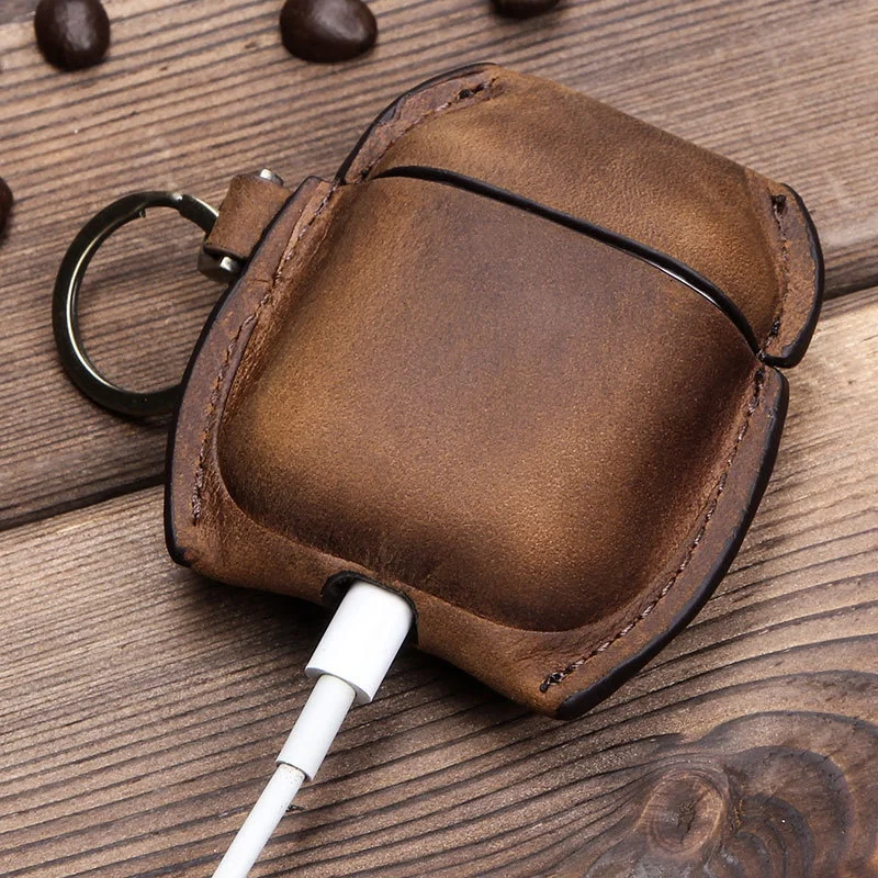 Brown Cowhide Leather Protective Case for Multifunctional Leather Headphone Cover for 2