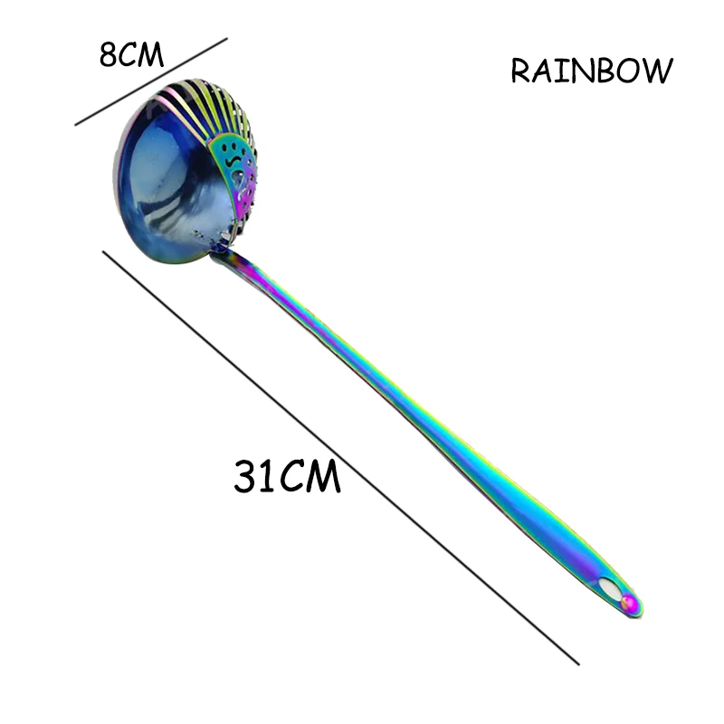 Rainbow Радужный дуршлаг ситечко шумовка ковш из нержавеющей стали длинная ручка Совок настенный подвесной горячий горшок Совок контейнер кухонный инструмент 1 шт - Цвет: Rainbow