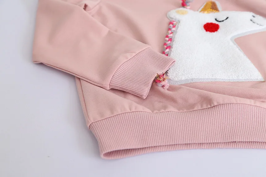 New Girls Long Sleeved Patch Pony Children's Sweatshirt Girl Clothes Girl Hoodies Girl Sweatshirt