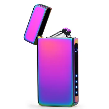 

Dual arc lighter charging windproof creative usb electronic cigarette lighter fingerprint touch induction power display tide