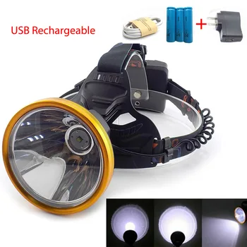 

Frontal Light LED Headlampsuper Bright Head Miner's Big Size T6 Hoofdlamp Powerful Torches USB Lamp Flashlight Fishing Camping