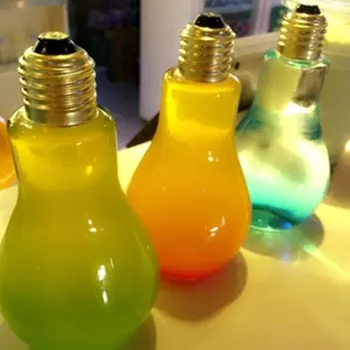 

Creative Summer Bulb Water Bottle Brief Fashion Cute Milk Juice Light Bulb Shape Cup Leak-proof PlasticBottle Party Cups