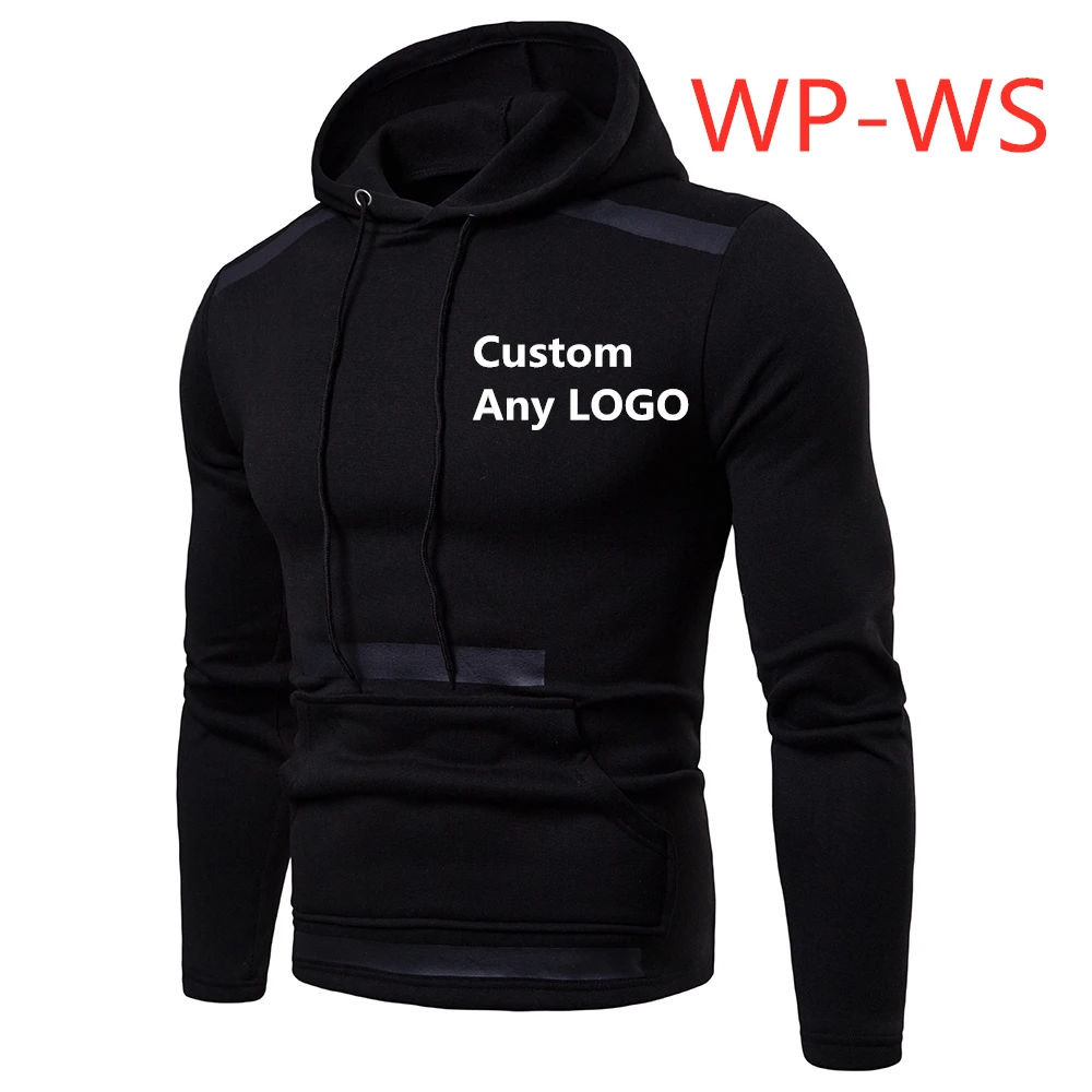 WP-WS, новинка, однотонные толстовки для мужчин, зимние тонкие толстовки, мужские толстовки с принтом аниме, с рисунком Харадзюку, Мужская толстовка, уличная одежда - Цвет: Black