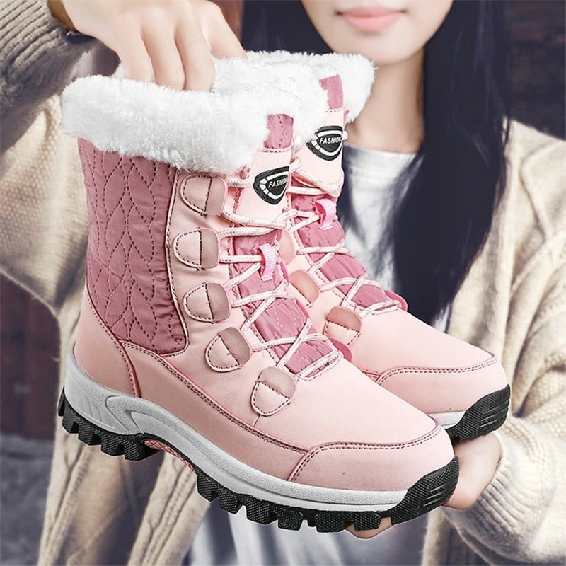JIANBUDAN/Водонепроницаемые зимние ботинки женские уличные высокие хлопковые ботинки теплые зимние ботинки с Плюшевым Мехом Женская Теплая обувь 36-42