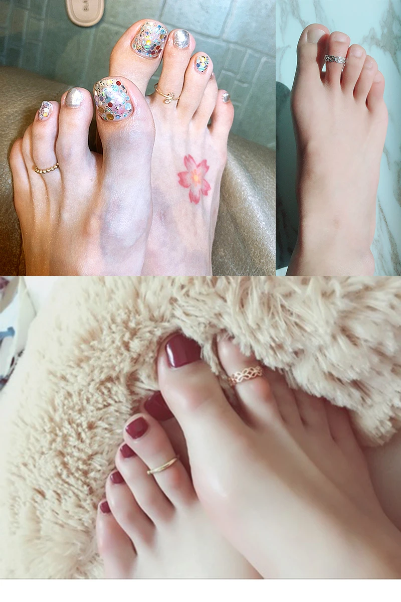 8PCS Tail Foot Ring Gifts Adjustable Open Toe Rings Set for Women Girl Summer Beach Vacation Kunuckle Jewelry Finger Ring