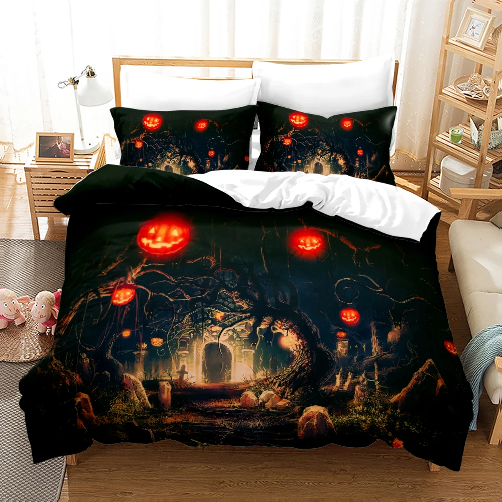 

Luminous Pumpkin Lantern Ancient Trees Printing Pattern 3D Bedding Sets Comforter Cover with Pillowcase 2/3 Pcs 11 Size