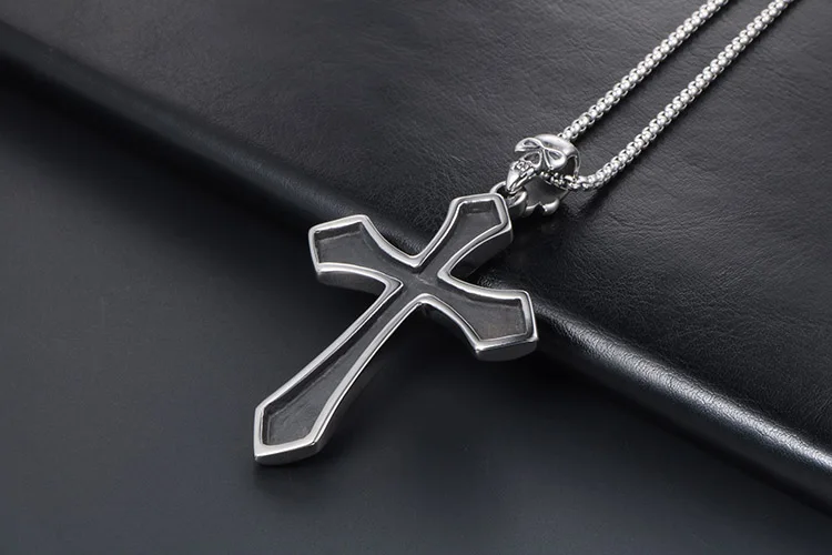 男士复古耶稣十字架钛钢项链吊坠哥特骷髅头项坠 (11)