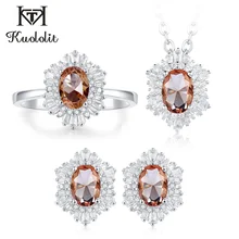 Куололит зултанит диаспор ювелирный набор для женщин из твердого 925 пробы Серебряное Кольцо Серьги Ожерелье ювелирный набор ручной работы