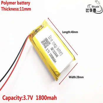 

3.7V 1800mAH 112848 Polymer lithium ion / Li-ion Rechargeable battery for DVR,GPS,mp3,mp4