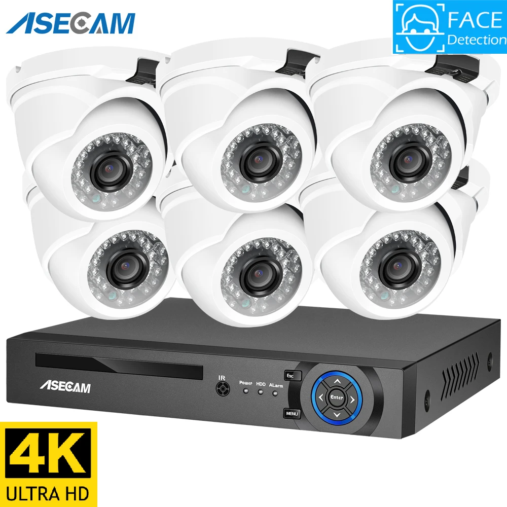 4K 8MP Ai камера видеонаблюдения для распознание лица система POE NVR комплект