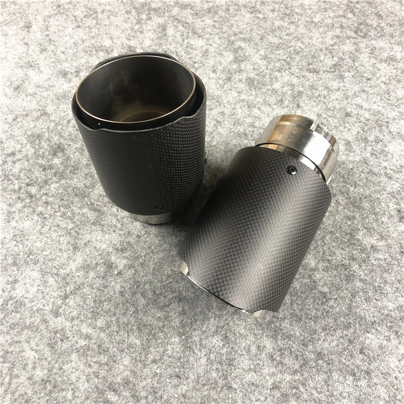 B-MATTE CARBON Один кусок автомобиля выхлопные наконечники углеродного волокна Escape мотоцикл выхлопные концевые трубы для автомобиля Универсальная выхлопная система глушитель наконечники - Цвет: B-MATTE CARBON
