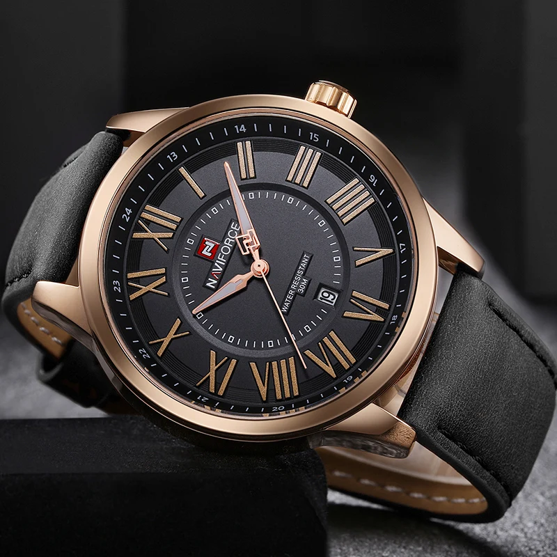 

NAVIFORCE Brand Men Analog Quartz Wristwatches Leather Waterproof Sports Watches Men's Casual Watch Clock Male Relogio Masculino