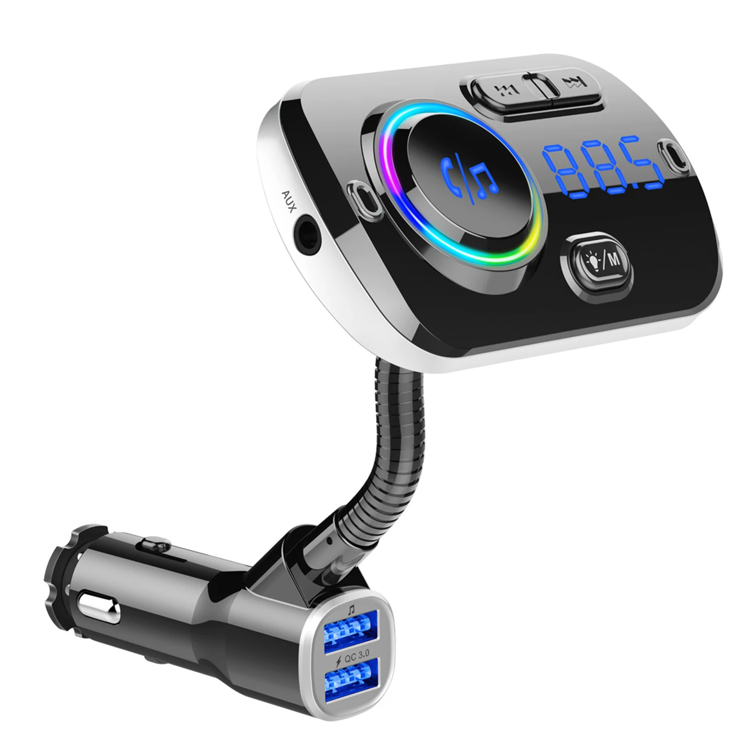 Besegad Portable Car Vehicle Bluetooth FM Transmitter HandsFree Wirless Radio Adapter AUX MP3 Player with Dual USB Car Charger