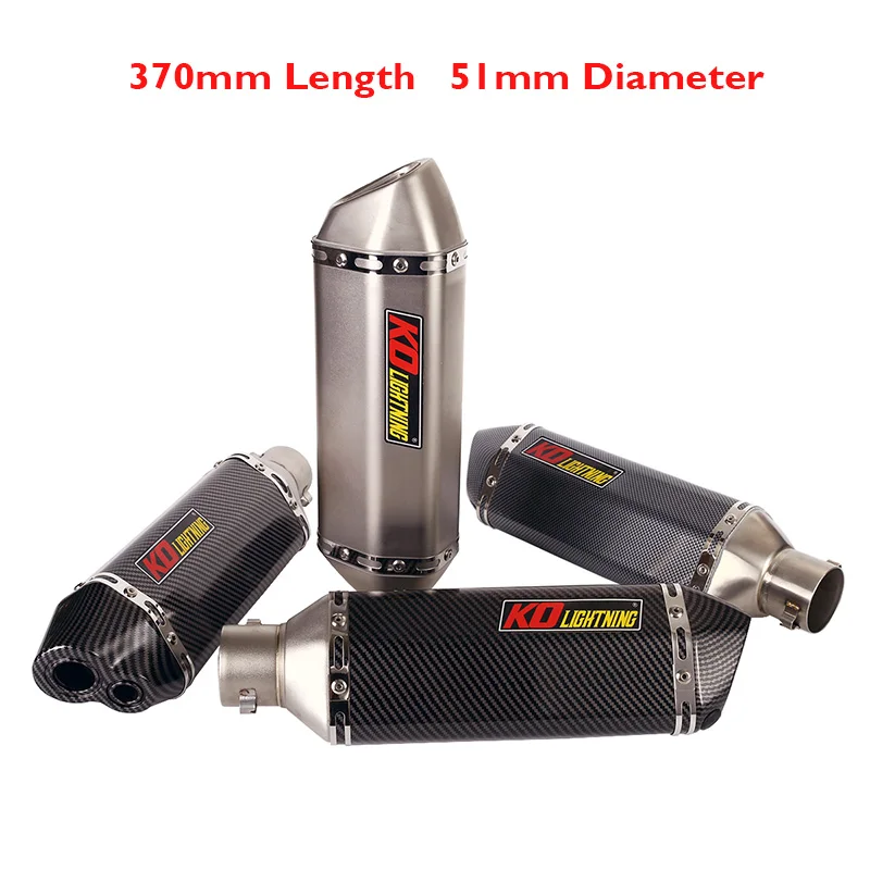 

370mm Universal Motorcycle Exhaust Pipe Muffler Baffle DB Killer Escape Silencer Tip Pipe Slip on 38-51mm CBR500 CB300R R6 R25